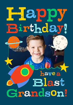 Amazing Grandson Photo Birthday Card