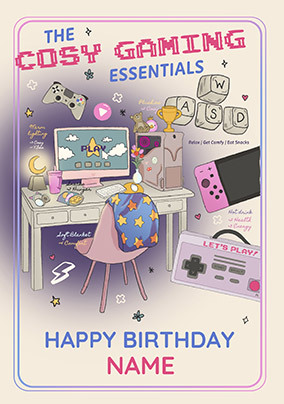 Cosy Gaming Personalised Birthday Card