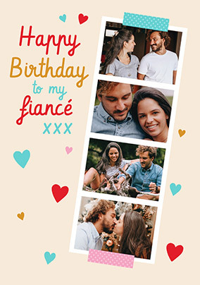 Fiance 4 Photo Strip Birthday Card