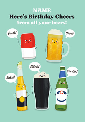 Cheers Birthday Beers Personalised Card