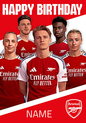 Arsenal Football Male And Female Players Birthday Card