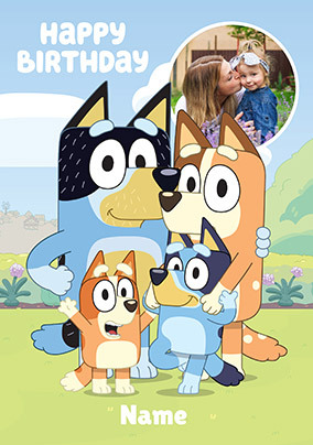 Bluey Family Birthday Photo Card