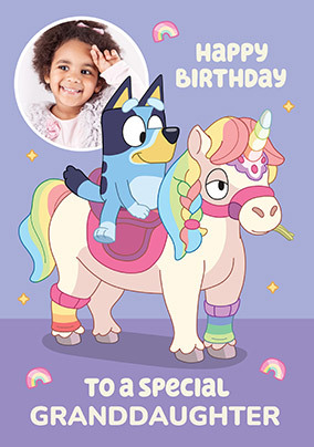 Bluey Granddaughter Birthday Photo Card