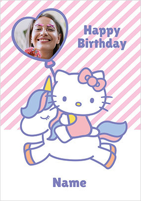 Hello Kitty Unicorn Birthday Photo Card