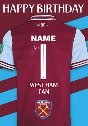 West Ham Football T-shirt Birthday Card