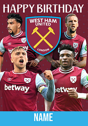 West Ham Football Players Birthday Card