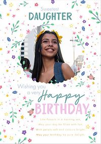 Tap to view Sweetest Daughter Ditsy Floral Photo Birthday Card