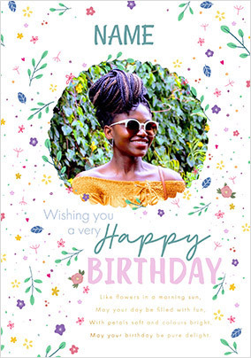 Personalised Ditsy Floral Photo Birthday Card