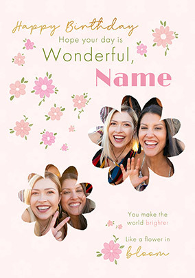 Personalised 2 Photo Floral Birthday Card