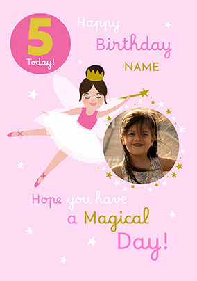 Fairy 5th Birthday Photo Upload Card