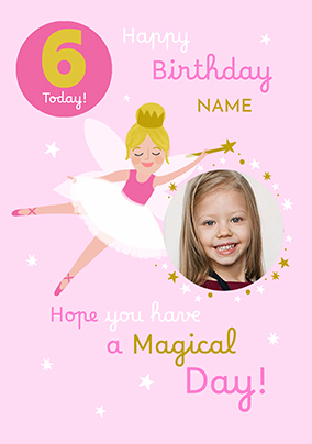 Fairy 6th Birthday Photo Upload Card