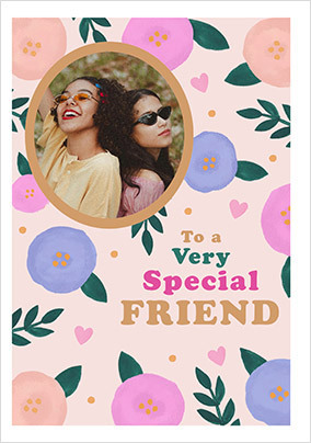 Special Friend Floral Birthday Photo Card