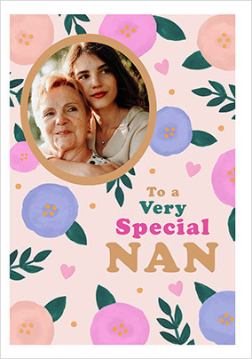 Special Nan Floral Birthday Photo Card