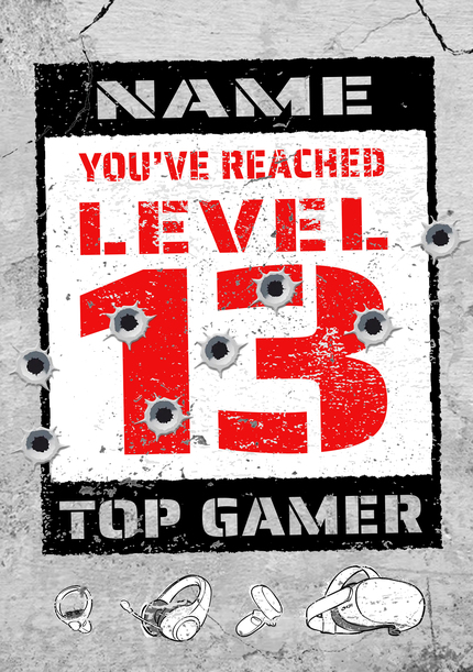 Top Gamer 13th Birthday Card