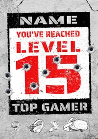 Tap to view Top Gamer 15th Birthday Card