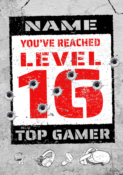 Top Gamer 16th Birthday Card