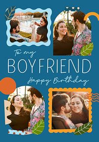 Tap to view Boyfriend Geometric 4 Photo Birthday Card