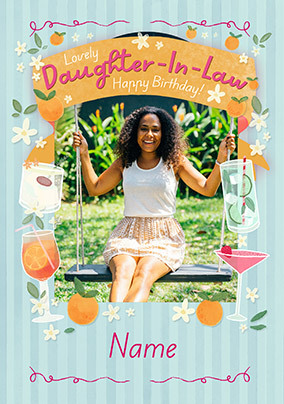 Happy Hour Daughter-In-Law Photo Birthday Card