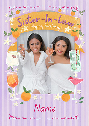 Happy Hour Sister-In-Law Photo Birthday Card