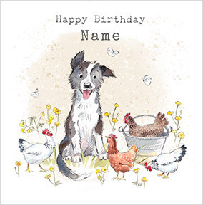 Farm Dog Personalised Birthday Card