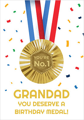 You're No.1 Grandad Birthday Medal Card