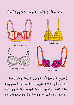 Friends are Like Bras Birthday Card