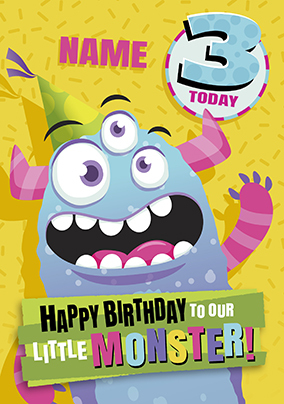 To Our Little Monster Age 3 Birthday Card