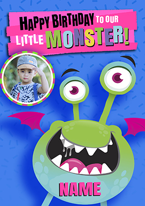 To Our Little Monster Personalised Blue Birthday Card