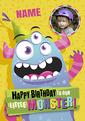 To Our Little Monster Personalised Yellow Birthday Card