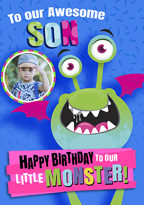 To Our Little Monster Son Photo Birthday Card