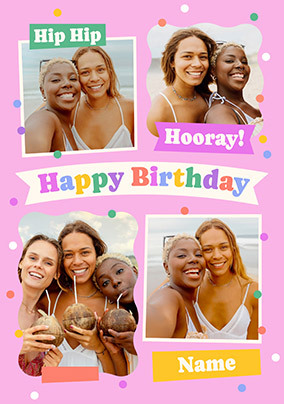 Colourful 4 Photo Birthday Card