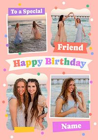 Tap to view Friend Colourful 4 Photo Birthday Card