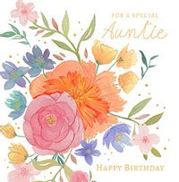 Tap to view Special Auntie Floral Square Birthday Card