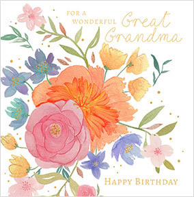 Wonderful Great Grandma Floral Square Birthday Card