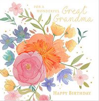 Tap to view Wonderful Great Grandma Floral Square Birthday Card