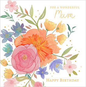 Wonderful Mum Floral Square Birthday Card