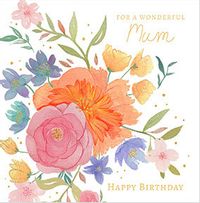 Tap to view Wonderful Mum Floral Square Birthday Card