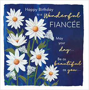 Painted Daisies Birthday Card for Fiancée