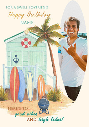 Surfer Boyfriend Birthday Photo Card