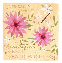 Tap to view Birthday Wishes Great Granddaughter Floral Card