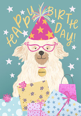 Party Dog Personalised Birthday Card