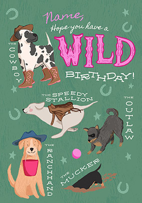 Wild West Dogs Personalised Birthday Card