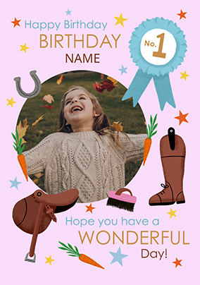 Horse Riding Photo Upload Birthday Card