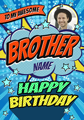 Brother Pop Art Birthday Photo Card