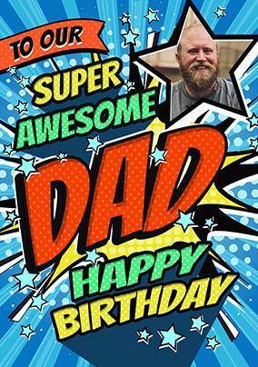 Dad Pop Art Birthday Photo Card