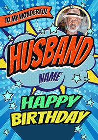 Tap to view Husband Pop Art Birthday Photo Card