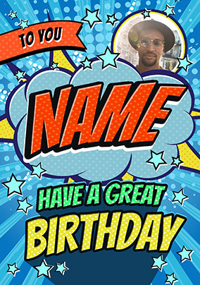 Pop Art Birthday Photo Card