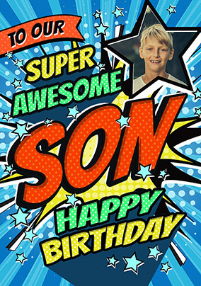 Son Pop Art Birthday Photo Card