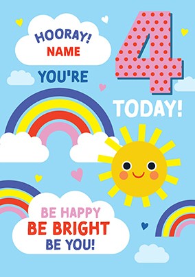 Be Bright 4th Birthday Rainbow Card