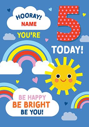 Be Bright 5th Birthday Rainbow Card